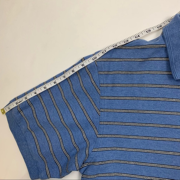 Adidas Light Blue and White Striped Cotton Polo Retro Shirt - Picture 12 of 14